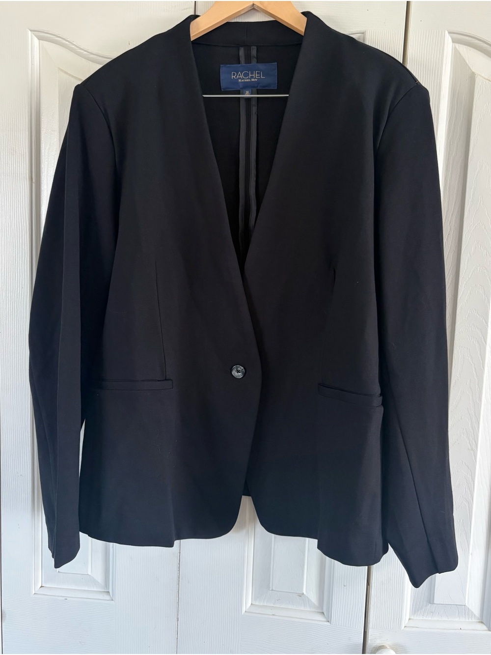 RACHEL Roy Womens Plus 3X Black One Button Blazer Career Suit Jacket L/S 3XL